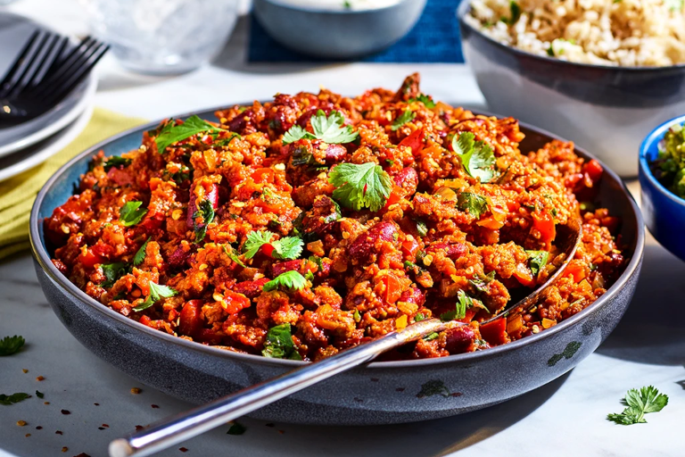 A chilli con carne made using Quorn Mince